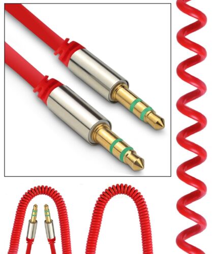 1m Spiral 3.5mm Aux Kabel Mini Stecker zu Männlich Audio Zusatzeingang 6 Farben 
