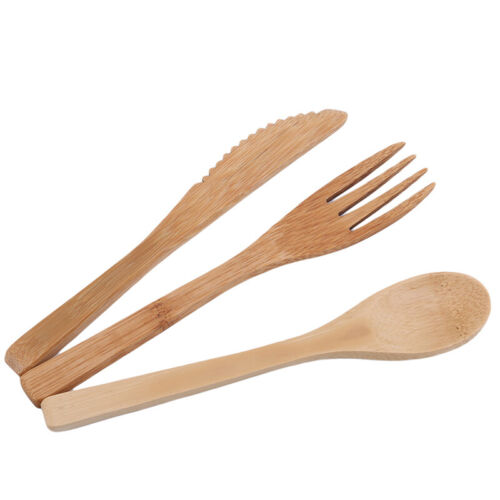Bamboo Utensil Set Portable Travel Cutlery Bamboo Spoon Fork Blade Straw shan