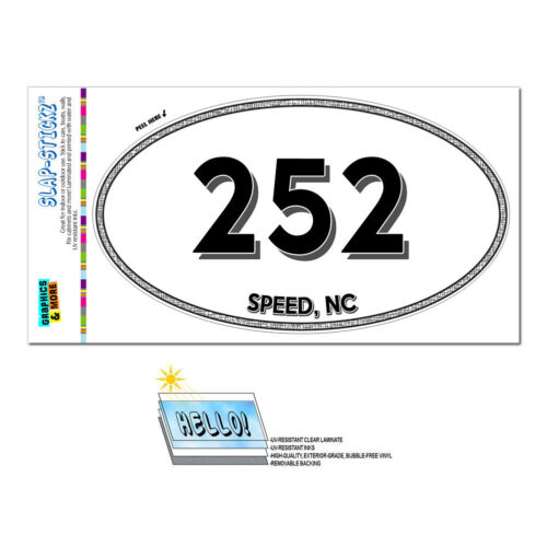 Walstonburg Area Code Oval Window Sticker 252 North Carolina NC Norlina