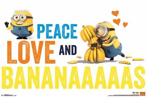 2014 UNIVERSAL DESPICABLE ME 2 MINIONS PEACE LOVE AND BANANAS POSTER NEW NEW 