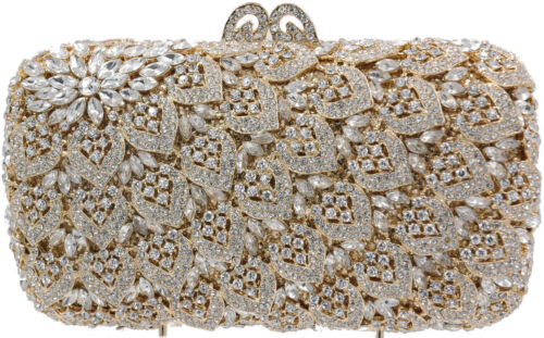 Evening luxury crystal clutch purse handbag Bridal Party AB silver Rhinestone 