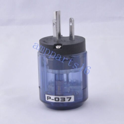 1pcs  Audio AMP US AC Main Power Plug Rhodium Plate DIY Transparent Blue P037