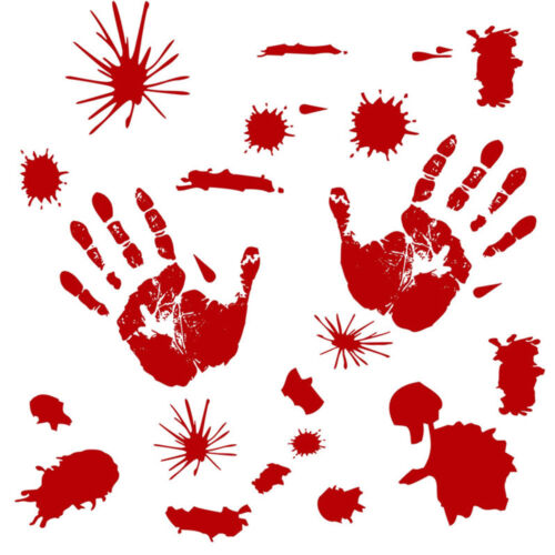 Blood Hand Foot Print Stickers Horror Zombie Halloween Car Wall Door Stick Decor 