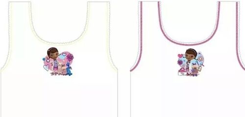 Disney Doc McStuffins girls pack of 2 Vest 100/% cotton  1-4 YEARS