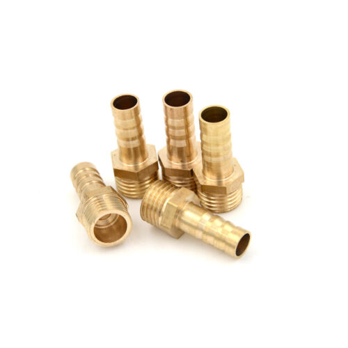 5Pcs 1//4/"PT Male Thread to 8mm Hose Barb Brass Straight Coupling Fitting FO