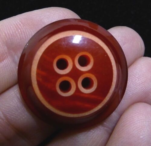 12Pcs Vintage Holland 60's New Old Stock Carved Red Orange 2 Tone Casein Buttons 
