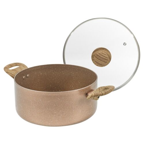 URBN-CHEF Ceramic Rose Gold Induction Cooking Pots Pans Frying Pan Cookware Set 