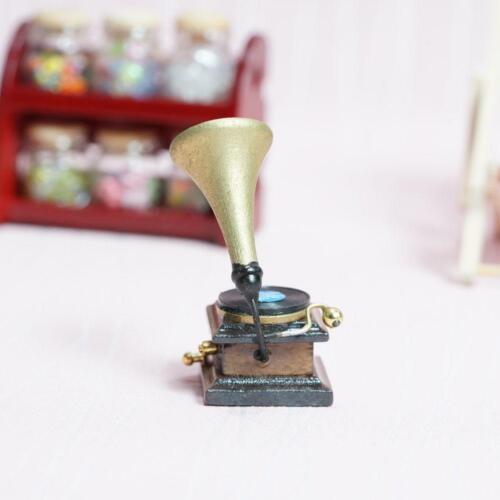 Vintage 1/12 Puppenhaus Miniatur Möbel Phonograph Plattenspieler Deko.. gut 
