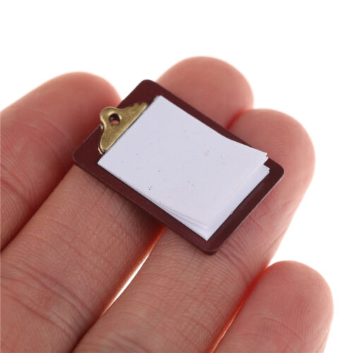 Mini Dollhouse Miniature Accessories Alloy Clipboard with Real Paper Attac SE
