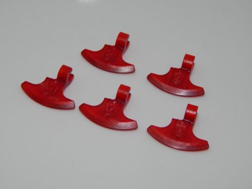Lego Lot Of 5 Trans-Red Minifig, Weapon Axe Head, Clip-on (Viking)  W#23