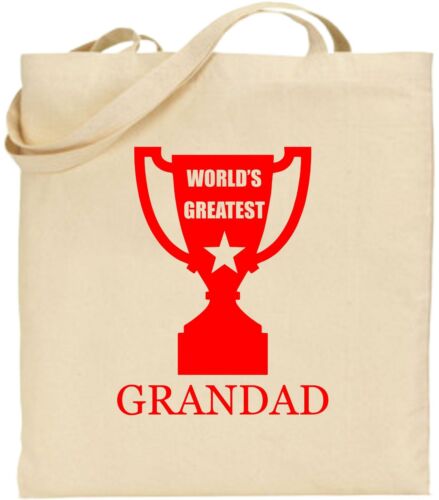 World's Greatest Grandad Large Cotton Tote Shopping Bag Fathers Day Xmas Gift 