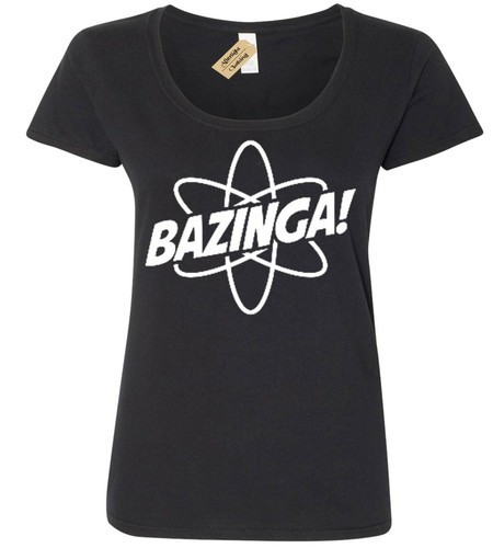 Womens Bazinga Particle T Shirt atom big bang gift science ladies scoop neck