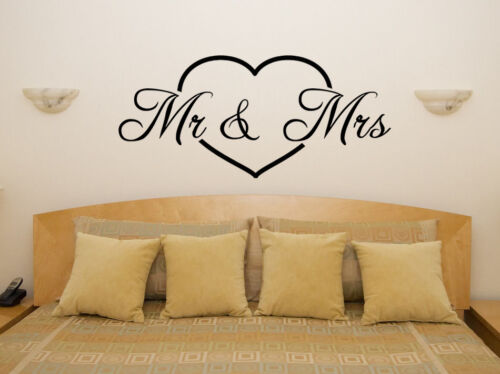 Mr & Mrs in Love Heart Motto Quote Bedroom Room Decal Wall Art Sticker Picture 