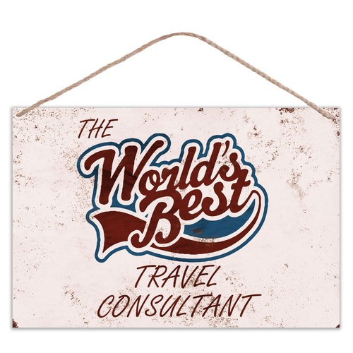 Les Mondes Meilleure conseillère en voyages-Look Vintage métal grande plaque signe 30x20cm