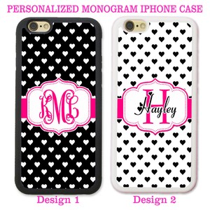 black white pink polka dot custom monogram phone black white pink polka dot custom monogram phone