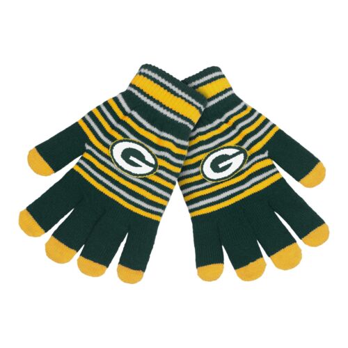 Green Bay Packers Gloves Acrylic Stripe Knit Sports Logo Winter New Texting Tips 