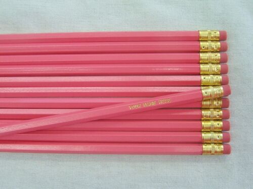 12 Hexagon "Regular Pink" Personalized Pencils 