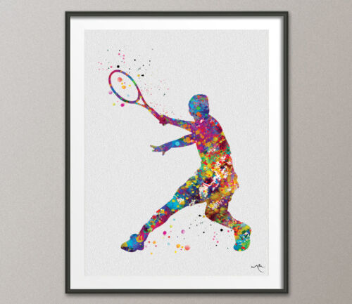 Tennis Man Player Watercolor Print Tennis Player Print Sport Tennis Boy Art Gift