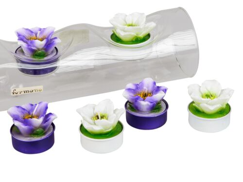 Magnifique teelichtsatz lumignons bougie printanier blanc et violet en 6er Pack