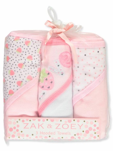 Zak /& Zoey Baby Girls Hooded Towels 3-pack BRAND NEW!!!!!