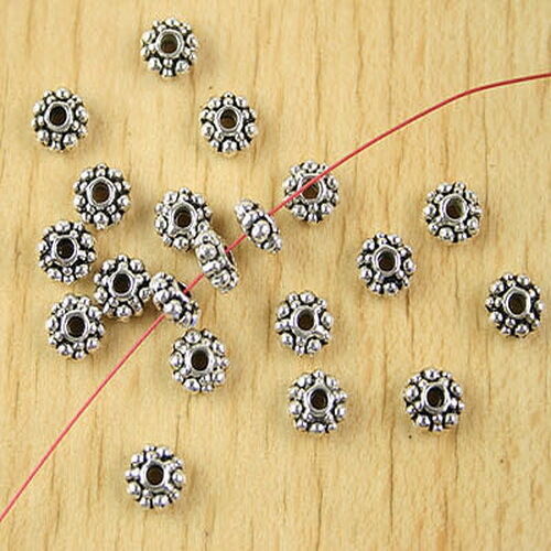 50pcs Tibetan silver studded oblate spacer beads h2810 