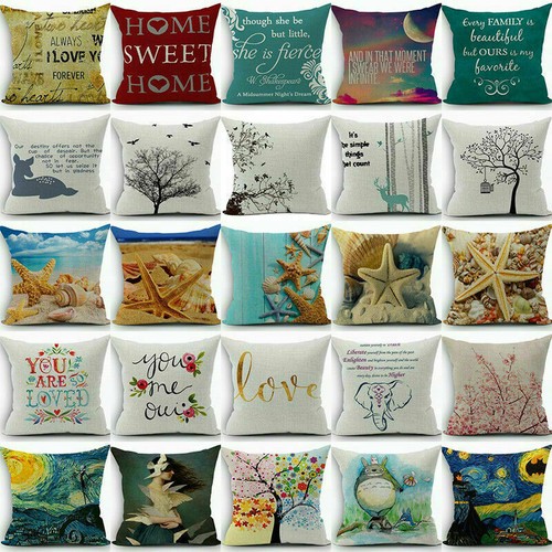 New 18/" Cotton Linen Pillow Case Cover Sofa Waist Throw Cushion Cover Home Decor