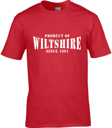 Produit de wiltshire t-shirt homme place nom cadeau d'anniversaire année de choix 