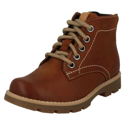 Boys Clarks Comet Rock Tan Leather Lace Up Boots F /& G Fittings