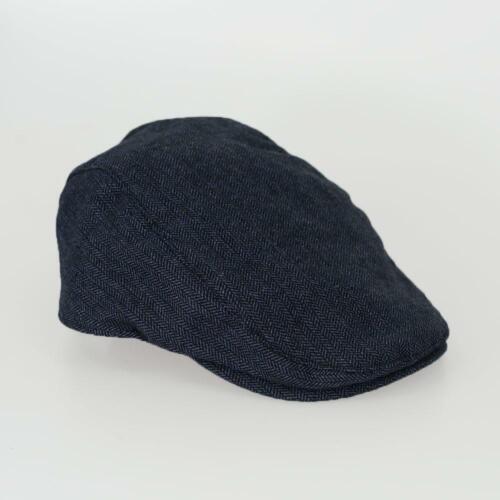 Homme CAVANI Baker Boy Style Tweed Flat Cap Herringbone Bleu patraque oeillères Hat