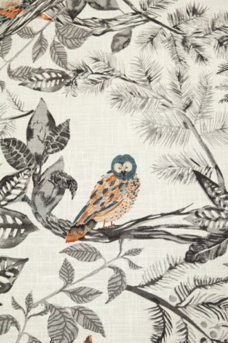 Anthropologie Tablecloth PAINTED OWL 72 x 120 Woven Cotton Forest Branches NWT 