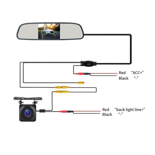 4.3/" Backup Camera Mirror Car Rearview Reverse IR NightVision Parking System Kit