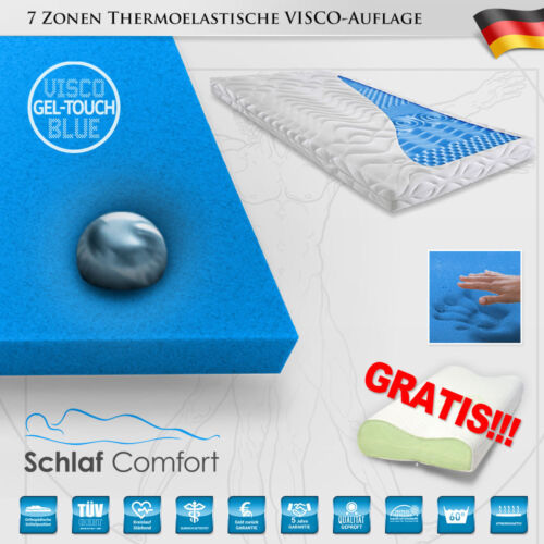Viscoelastische Auflage B-Ware GEL-TOUCH BLUE®   7 Zonen Topper 90x200x7cm