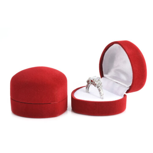 Romantic Red Love Heart Velvet Ring Box Wedding Engagement Ring Case Display Box 