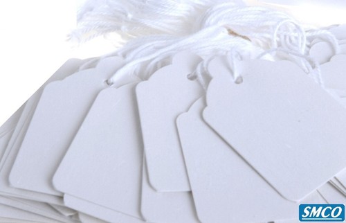 PURE WHITE STRUNG TAGS Price Jewellery Gift Swing Ticket TIE ON LABELS 24mm 37mm