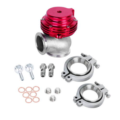 38MM TURBO EXHAUST MANIFOLD RED EXTERNAL V-BAND WASTEGATE+DUMP PIPE VALVE/RING 