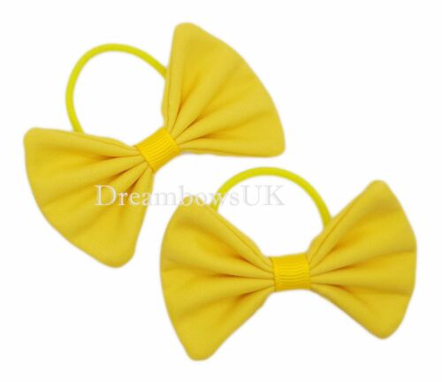 Golden yellow fabric hair bows School hair accessories Bobbles or hair clips 
