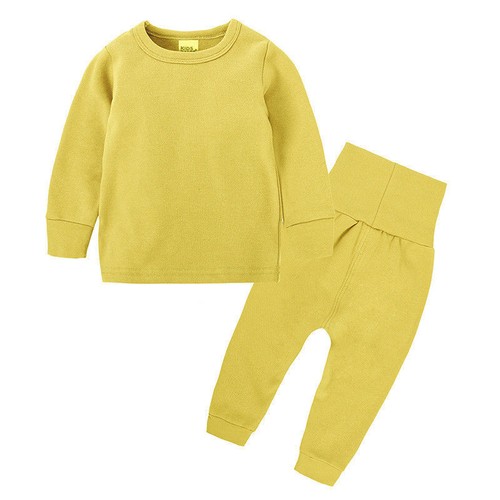 Kids Girls Boys PJs Plain Color Stylish Color Cotrast Pajamas Set Age 1-8 Years