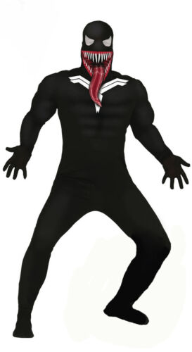 Adulte Homme Venom Déguisement Halloween Spiderman Costume Noir 38-44 nouveau
