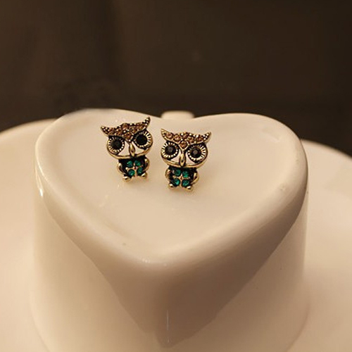 2Pairs-Jewelry-Lady-Fashion-Style-Owl-Rhinestone-Cute-Vintage-Ear-Stud-Earrings