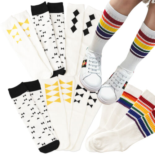 Details about / 2Pack//3Pack Cotton Striped Variety Colorful Pattern Novelty Knee High Sock Kids