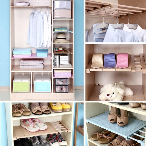 Adjustable Wardrobe Storage Shelf Wall Mounted Extendable Rack Cupboard Shelf UK