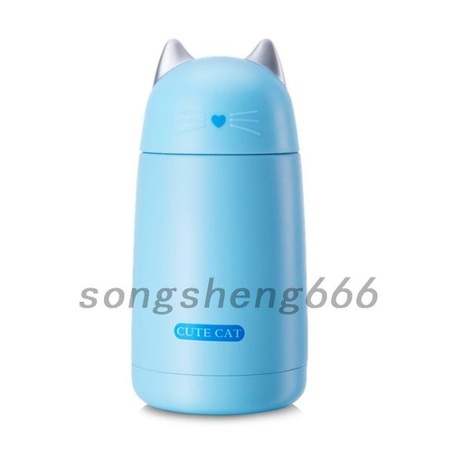 Kids Stainless Steel Thermos Cup Cartoon Cat Vacuum Flask Water Bottle 330ML UK