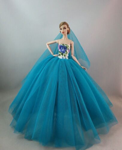 Barbie Doll Clothes Princess wedding Bride Deluxe Dress Fantasy X-mas Girls Toys 