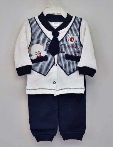 3PC Baby Boy White//Blue Kids Toddler Top+Trousers+Hat Set Clothes Outfit 3-6-9M
