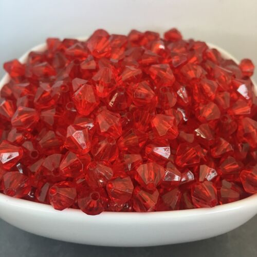 100 Red Bicone Acrylic Beads 8mm AFaceted Jewellery Making Spacer Bead