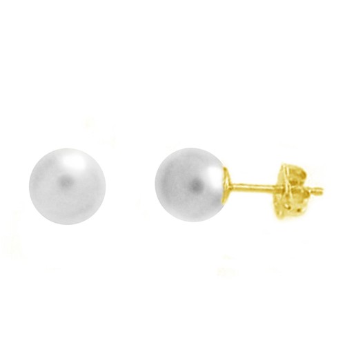 14K Solide Or Jaune Eau Douce De Culture Pearl Clous d/'oreilles 6 mm
