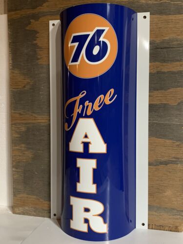 Union 76 Free Air Curved Metal  Gasoline Gas sign Pump Oil WOW!!! 