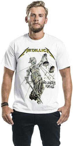 Metallica T Shirt Justice For All Band Logo Official Mens White 