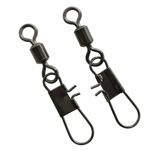 100pcs Fishing Rolling Barrel Swivel with Interlock Snap Tackle Connector 1#-10# 