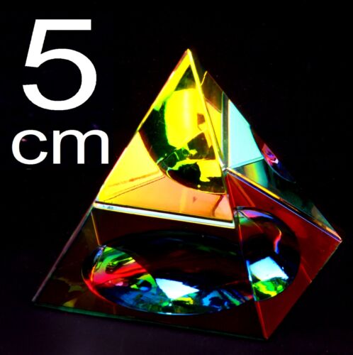 096 Bunte Pyramide 5 cm Kristallglas Feng Shui Kristall Glas Lichtbrecher